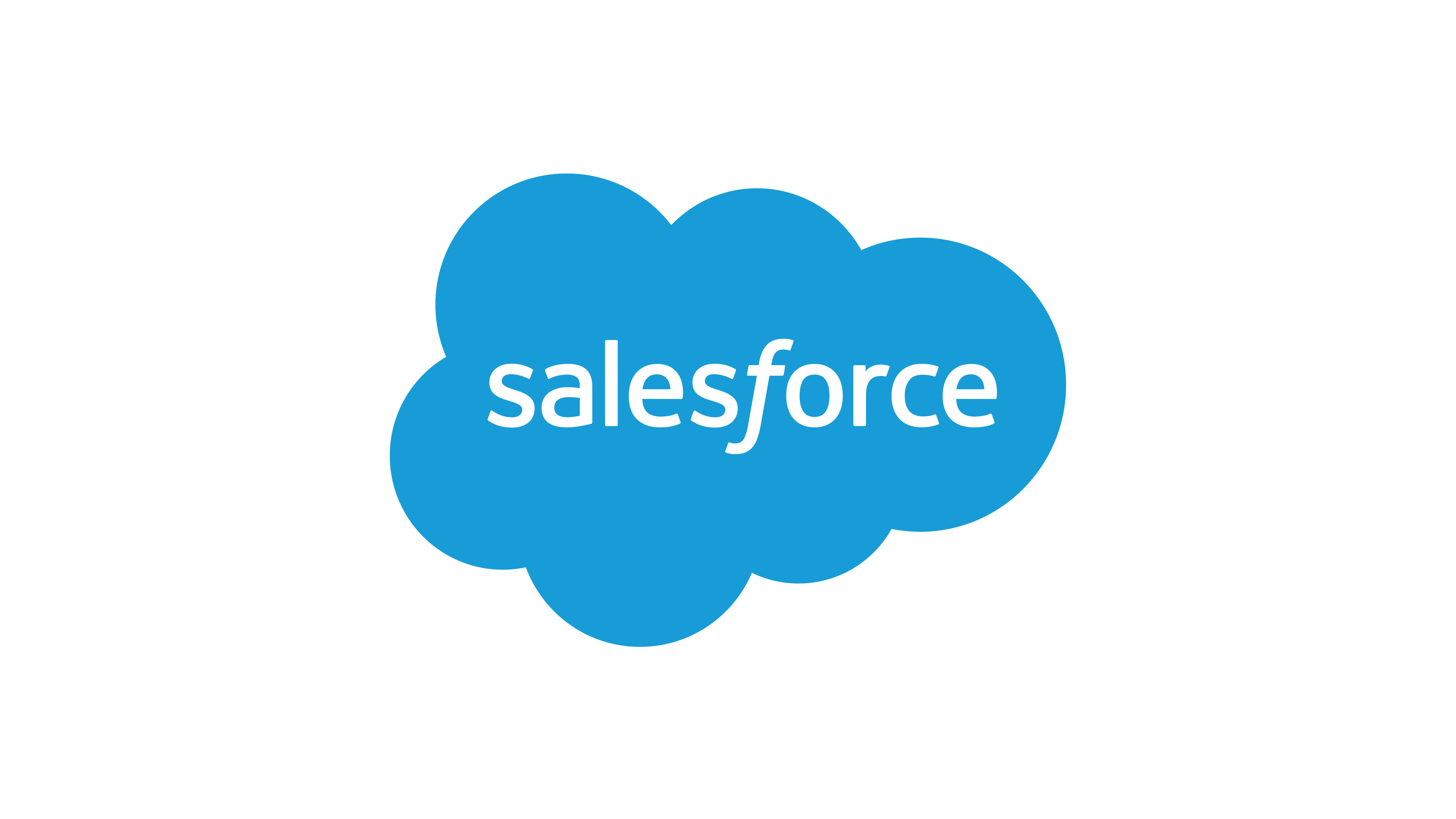 Företaget Salesforce logga med en vit bakgrund.
