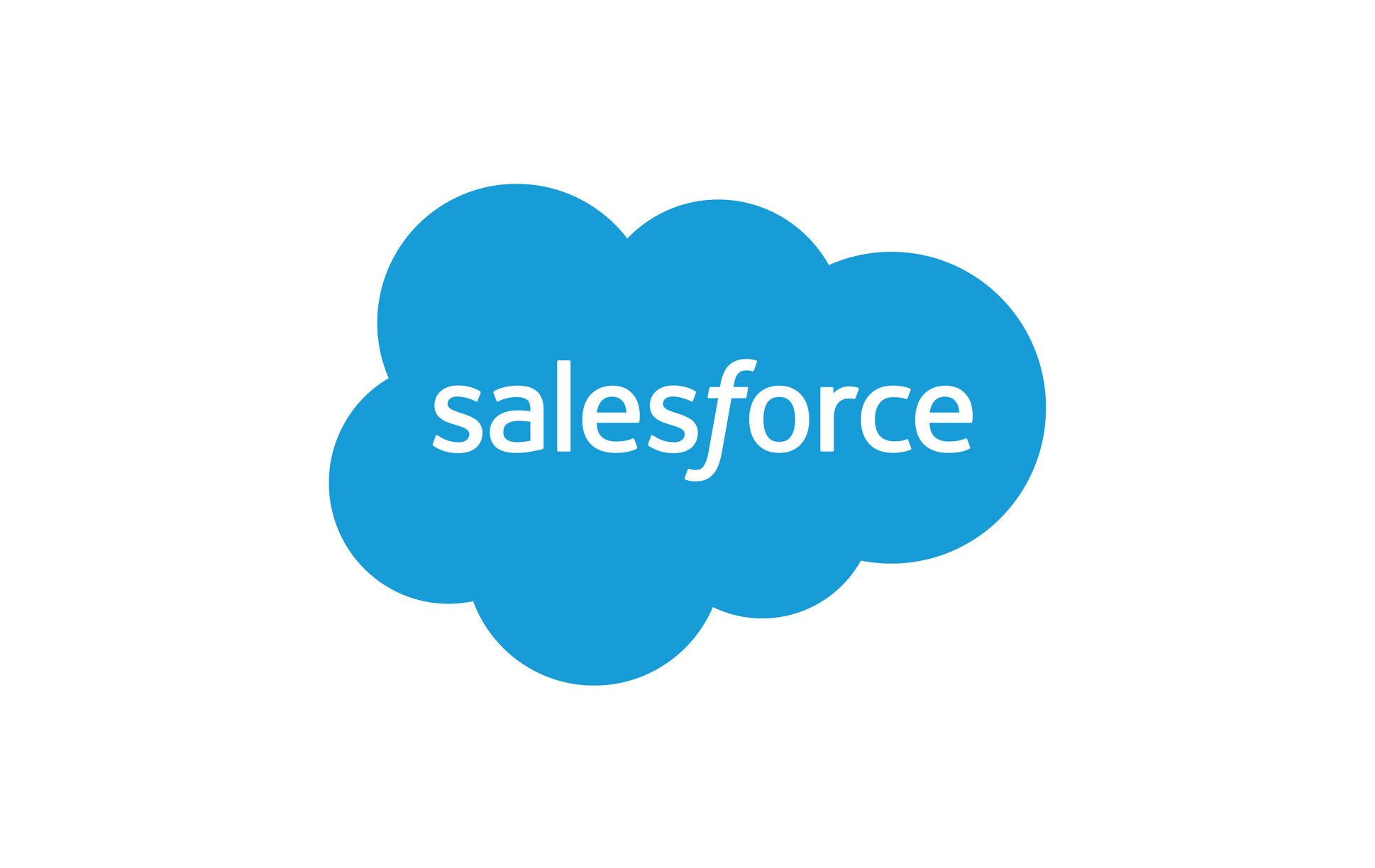 Företaget Salesforce logga med en vit bakgrund.